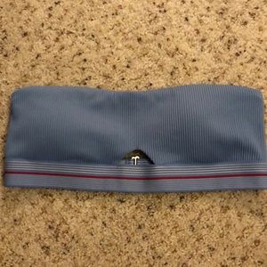 Dolce Vita blue ribbed bandeau bikini